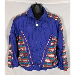 Vintage Wilson Aztec Print Braided Rope Purple Windbreaker Size Medium